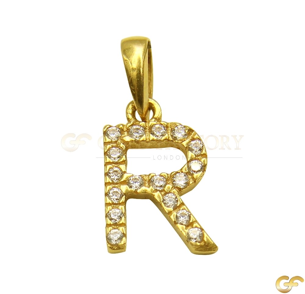 Minimalist Cut-Out 'R' Initial with Beautiful CZ